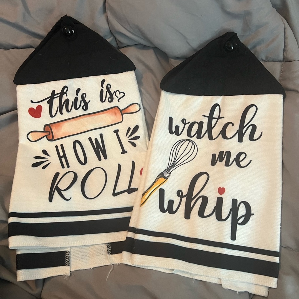 Black and White Kitchen Towels with Fun Prints